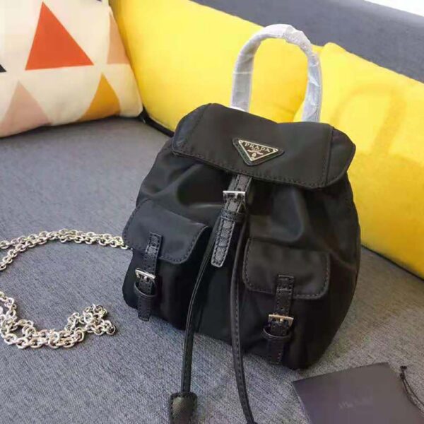 Prada Women Nylon Mini Backpack-Black - Image 9