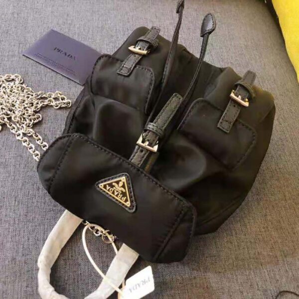 Prada Women Nylon Mini Backpack-Black - Image 8
