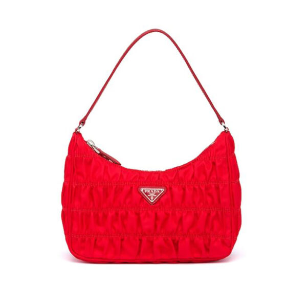 Prada Women Nylon and Saffiano Leather Mini Bag-Red