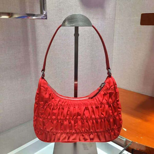 Prada Women Nylon and Saffiano Leather Mini Bag-Red - Image 10