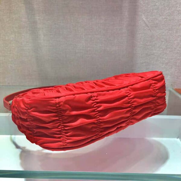 Prada Women Nylon and Saffiano Leather Mini Bag-Red - Image 4