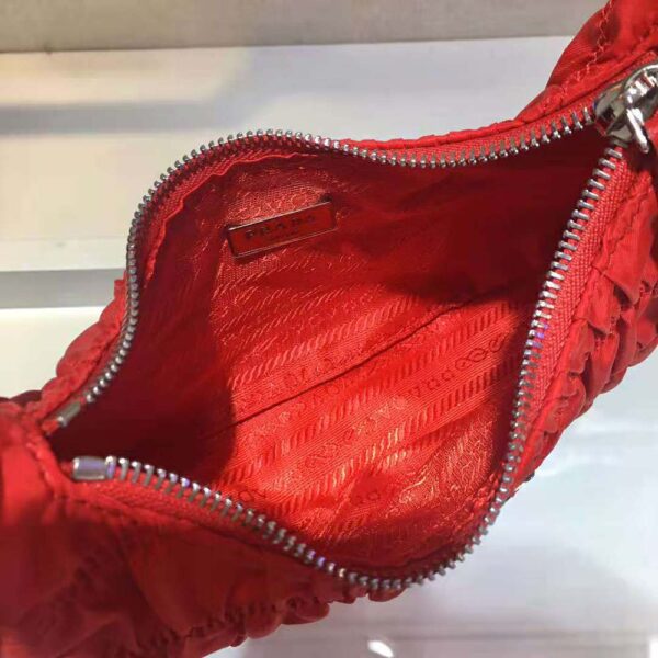 Prada Women Nylon and Saffiano Leather Mini Bag-Red - Image 7