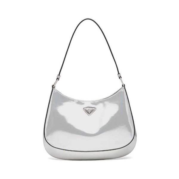Prada Women Prada Cleo Brushed Leather Shoulder Bag-Silver