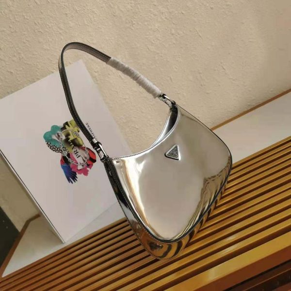 Prada Women Prada Cleo Brushed Leather Shoulder Bag-Silver - Image 2