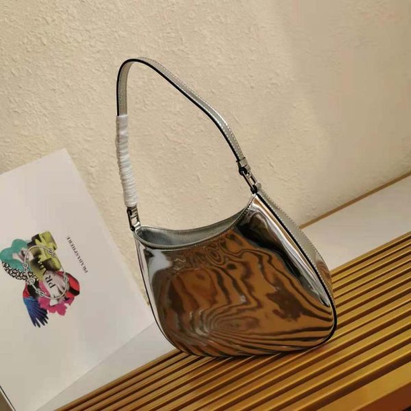 Prada Women Prada Cleo Brushed Leather Shoulder Bag-Silver - Image 4
