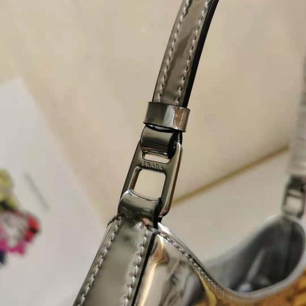 Prada Women Prada Cleo Brushed Leather Shoulder Bag-Silver - Image 8