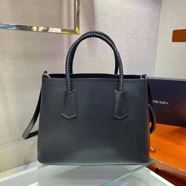 Prada Women Prada Double Medium Leather Handbag-Black - Image 3