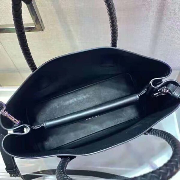 Prada Women Prada Double Medium Leather Handbag-Black - Image 4