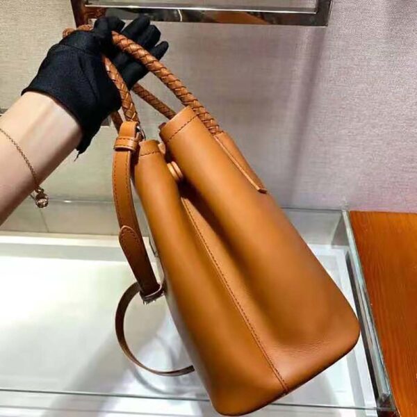 Prada Women Prada Double Medium Leather Handbag-Brown - Image 9