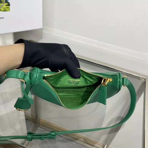 Prada Women Saffiano Leather Mini-Bag with the Metal Triangle Logo-Green - Image 5