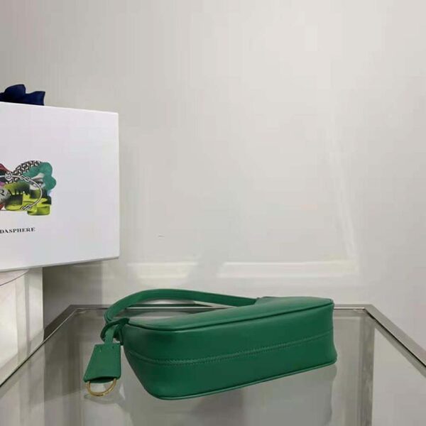 Prada Women Saffiano Leather Mini-Bag with the Metal Triangle Logo-Green - Image 2