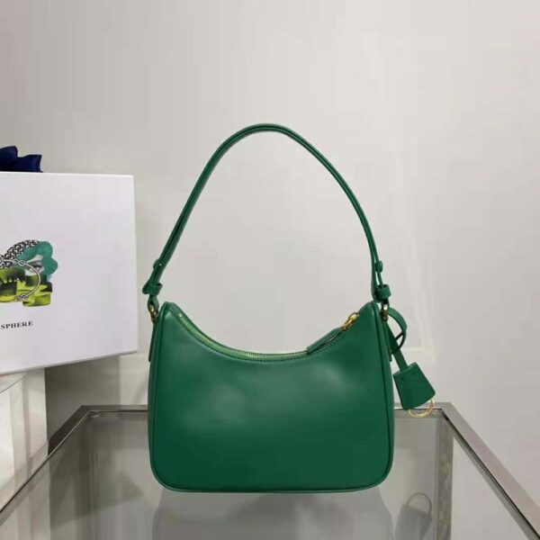 Prada Women Saffiano Leather Mini-Bag with the Metal Triangle Logo-Green - Image 8