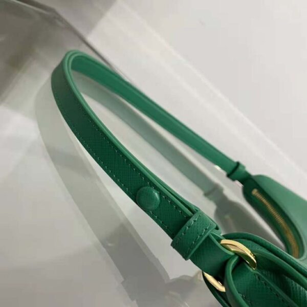 Prada Women Saffiano Leather Mini-Bag with the Metal Triangle Logo-Green - Image 3