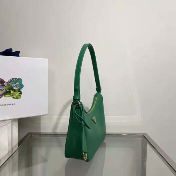 Prada Women Saffiano Leather Mini-Bag with the Metal Triangle Logo-Green - Image 7