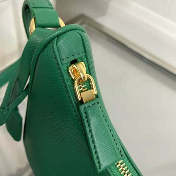 Prada Women Saffiano Leather Mini-Bag with the Metal Triangle Logo-Green - Image 4