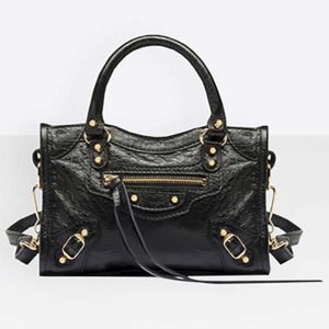 Balenciaga Women Lambskin Mini Bag with “Classic” Shiny Hardware-Black