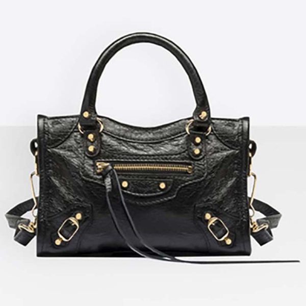 Balenciaga Women Lambskin Mini Bag with “Classic” Shiny Hardware-Black