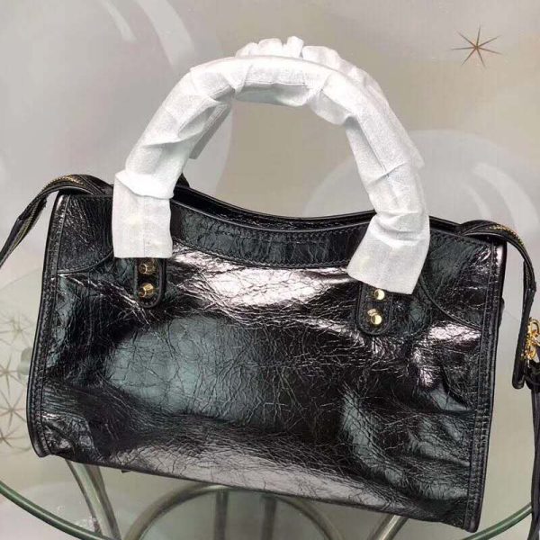 Balenciaga Women Lambskin Mini Bag with “Classic” Shiny Hardware-Black - Image 5