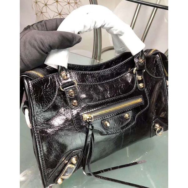Balenciaga Women Lambskin Mini Bag with “Classic” Shiny Hardware-Black - Image 7