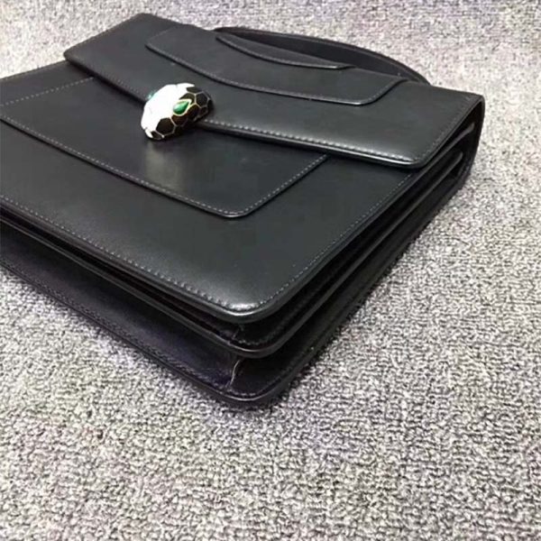 Bvlgari Women Large Flap Cover Bag “Serpenti Forever” in Calf-Black - Image 4