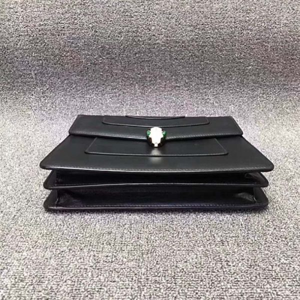 Bvlgari Women Large Flap Cover Bag “Serpenti Forever” in Calf-Black - Image 5