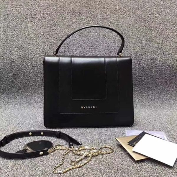 Bvlgari Women Large Flap Cover Bag “Serpenti Forever” in Calf-Black - Image 2