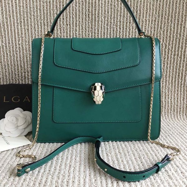 Bvlgari Women Large Flap Cover Bag “Serpenti Forever” in Calf-Green - Image 3