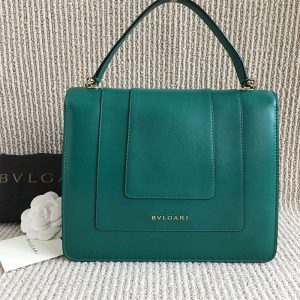 Bvlgari Women Large Flap Cover Bag “Serpenti Forever” in Calf-Green