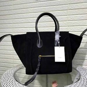 Celine Medium Luggage Phantom Bag in Baby Calfskin Leather-Black