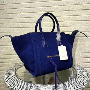 Celine Medium Luggage Phantom Bag in Baby Calfskin Leather-Blue