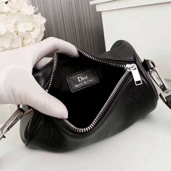 Dior Unisex Black Grained Calfskin “Roller” Pouch with “Atelier” Print - Image 3