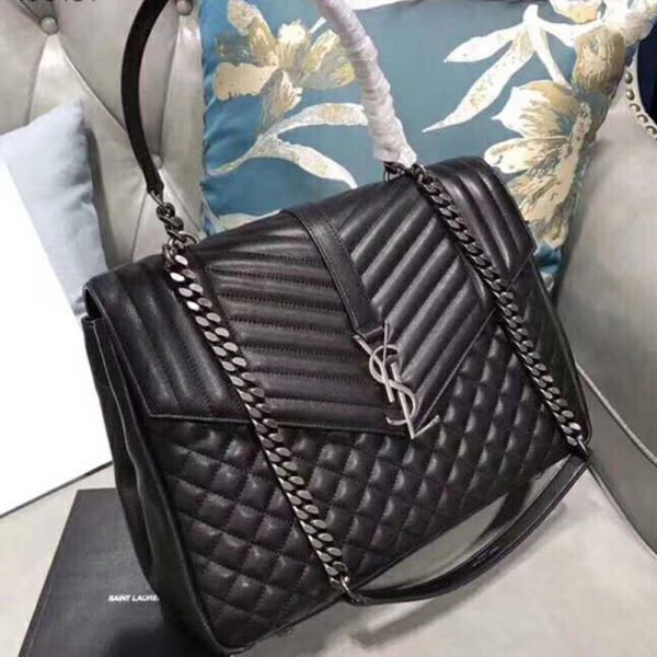 Saint Laurent YSL Large Envelope Mixed Grain De Poudre Matelasse-Black - Image 2
