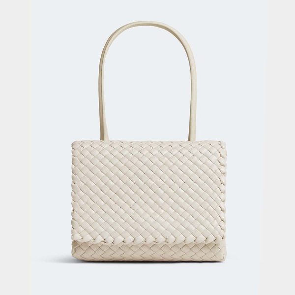 Bottega Veneta Women Patti Top Handle Bag in Lambskin-White
