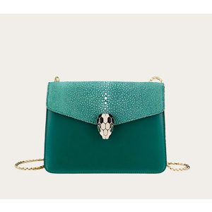 Bvlgari Women Serpenti Forever Medium Flap Cover Bag Calfskin-Green
