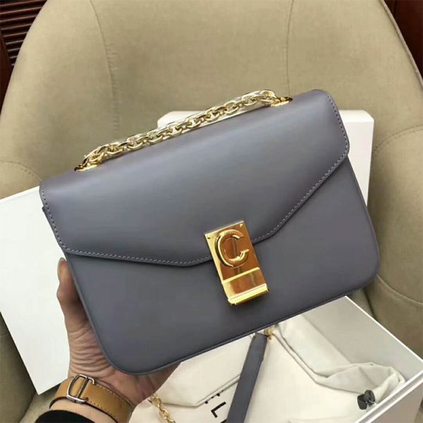 Celine Women Medium C Bag in Shiny Calfskin-Silver - Image 2