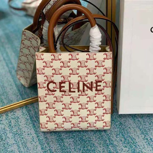 Celine Women Mini Vertical Cabas in Triomphe Canvas with Celine Print - Image 3