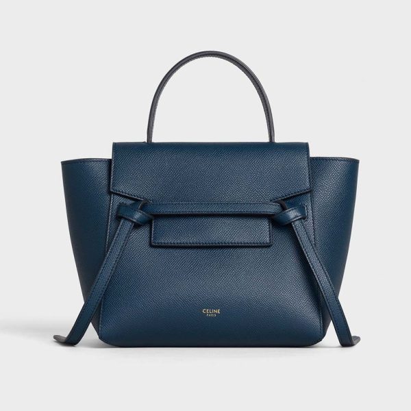 Celine Women Nano Belt Bag in Grained Calfskin Bag-Navy