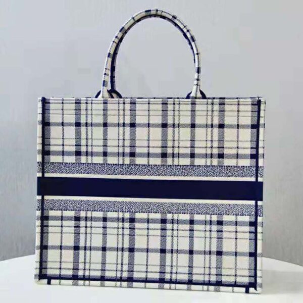 Dior Women Book Tote Blue Check’n’Dior Embroidery - Image 2