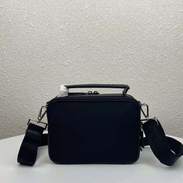 Prada Men Brique Saffiano Leather Cross-Body Bag-Black - Image 2