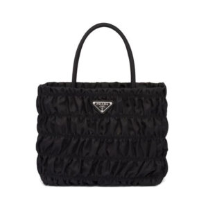 Prada Women Embossed Nylon Tote-Black