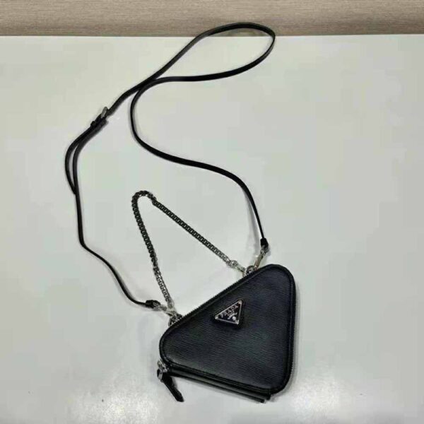 Prada Women Saffiano Leather Mini Pouch-Black - Image 3