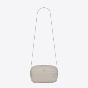 Saint Laurent YSL Women Victoire Camera Bag in Quilted Lambskin-White
