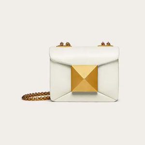 Valentino Women One Stud Nappa Micro Bag with Chain-White