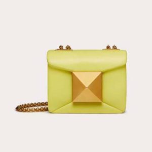 Valentino Women One Stud Nappa Micro Bag with Chain-Yellow