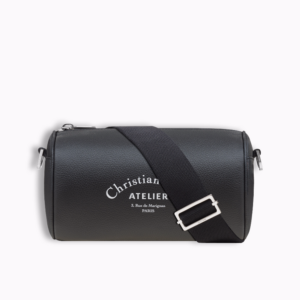 Dior Unisex Black Grained Calfskin “Roller” Pouch with “Atelier” Print
