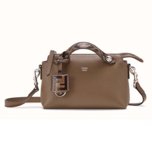 Fendi Women By the Way Mini Small Leather Boston Bag-Brown