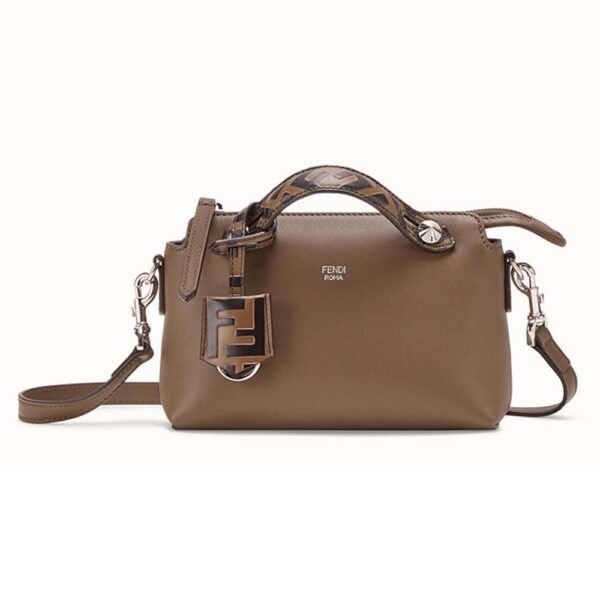 Fendi Women By the Way Mini Small Leather Boston Bag-Brown