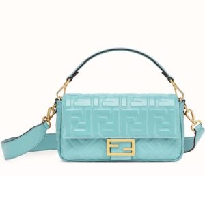 Fendi Women Iconic Baguette Leather Bag in Medium Size-Aqua