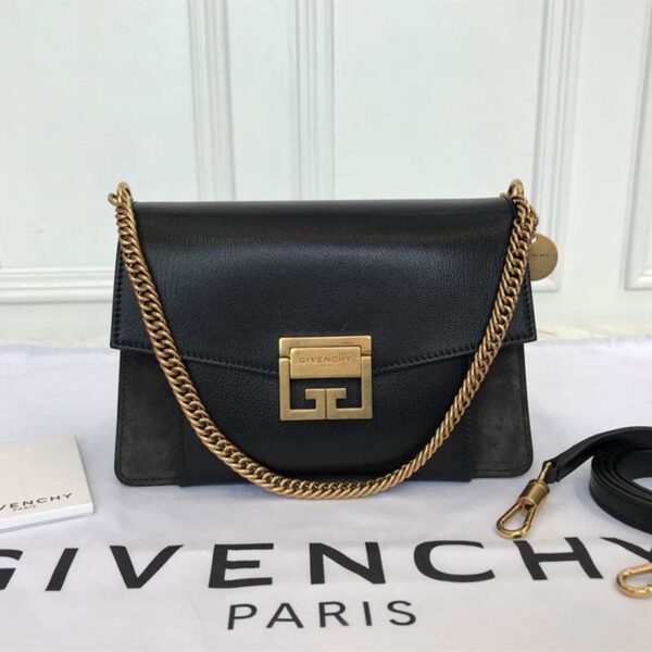 Givenchy Women Small Gv3 Bag in Leather and Suede-Black