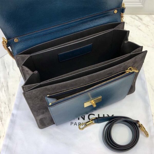 Givenchy Women Small Gv3 Bag in Leather and Suede-Navy - Image 3